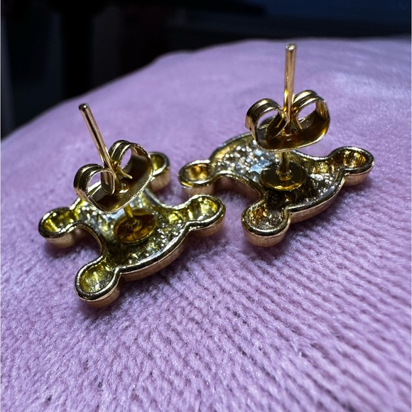 Celine Gold Crystal Metal Buttons Turned into Earring Studs Macadam Triomphe - Picture 15 of 16
